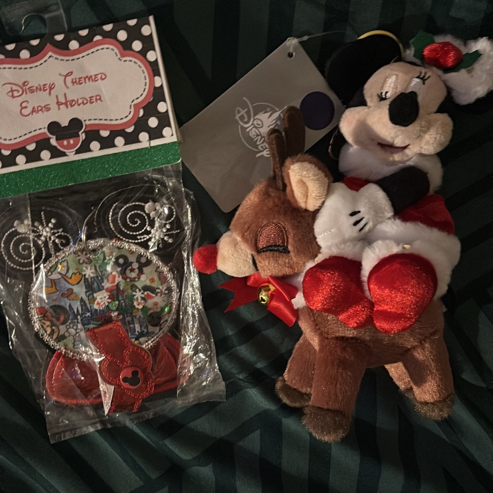Disney Christmas Minnie Mouse with Reindeer Plush Keychain